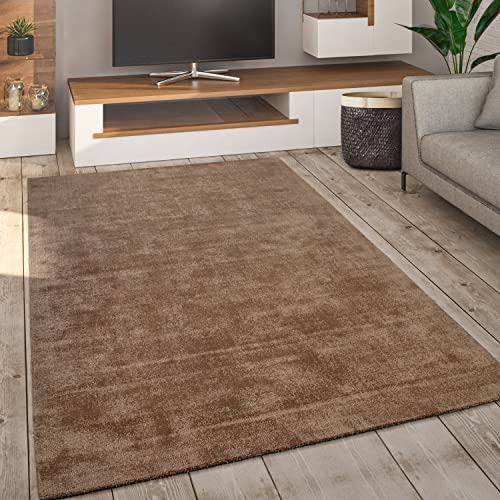 Paco Home Teppich Wohnzimmer Kurzflor Handgewebt Modernes Einfarbiges Muster Weich, Grösse:200x300 cm, Farbe:Beige von Paco Home