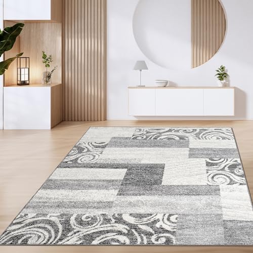Paco Home Teppich Wohnzimmer Kurzflor Marokkanische Kreis Und Bordüren Muster Modern, Grösse:120x170 cm, Farbe:Grau 2 von Paco Home