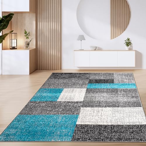 Paco Home Teppich Wohnzimmer Kurzflor Marokkanische Kreis Und Bordüren Muster Modern, Grösse:60x100 cm, Farbe:Türkis von Paco Home