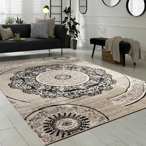 Paco Home Teppich Wohnzimmer Kurzflor Orient Design Vintage Mandala Muster Braun Beige, Grösse:160x220 cm von Paco Home