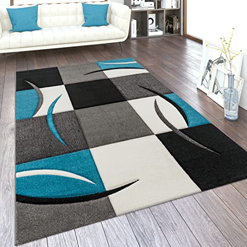 Paco Home Teppich Wohnzimmer Kurzflor Schlafzimmer Modern Geometrisches Muster Kariert Meliert, Grösse:300x400 cm, Farbe:Türkis Paco Home Teppich Wohnzimmer Kurzflor Schlafzimmer Modern Geometrisches Muster Kariert Meliert, Grösse:300x400 cm, Farbe:Türkis von Paco Home