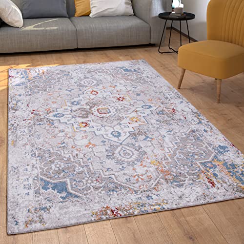 Paco Home Teppich Wohnzimmer Kurzflor Schlafzimmer Vintage Orientalisch Moderne Ornamente Bordüre, Grösse:160x220 cm, Farbe:Bunt von Paco Home