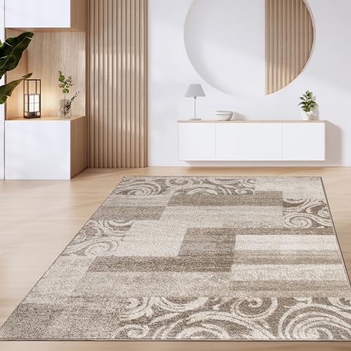 Paco Home Teppich Wohnzimmer Kurzflor Vintage Geometrische Moderne Muster Braun Beige, Grösse:120x170 cm, Farbe:Braun 2 von Paco Home