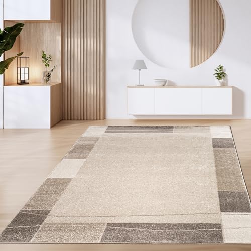 Paco Home Teppich Wohnzimmer Kurzflor Vintage Geometrische Moderne Muster Braun Beige, Grösse:80x150 cm, Farbe:Braun 3 von Paco Home