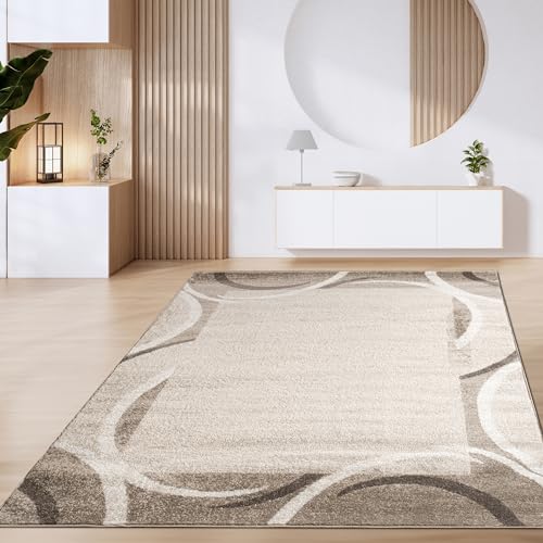 Paco Home Teppich Wohnzimmer Kurzflor Vintage Geometrische Moderne Muster Braun Beige, Grösse:80x150 cm, Farbe:Braun 6 von Paco Home