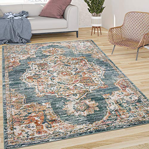 Paco Home Teppich Wohnzimmer Kurzflor Vintage Pastell Orient Muster Mit Bordüre Grün Beige, Grösse:160x230 cm von Paco Home