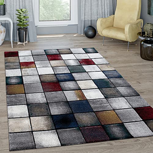 Paco Home Teppich Wohnzimmer Kurzflor Vintage Schlafzimmer Bunt Modern Rautenmuster Geometrisches Design, Grösse:120x170 cm, Farbe:Bunt 5 von Paco Home