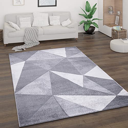 Paco Home Teppich Wohnzimmer Kurzflor Vintage Stil Abstrakt Modernes Geometrisches Rautenmuster Design, Grösse:200x280 cm, Farbe:Grau von Paco Home