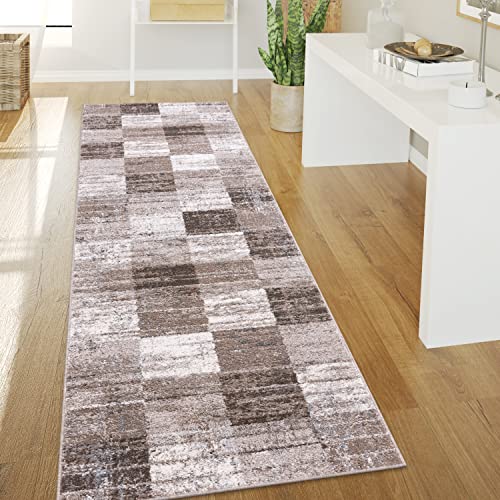 Paco Home Teppich Wohnzimmer Kurzflor Vintage Stil Abstrakt Modernes Geometrisches Rautenmuster Design, Grösse:60x100 cm, Farbe:Braun von Paco Home