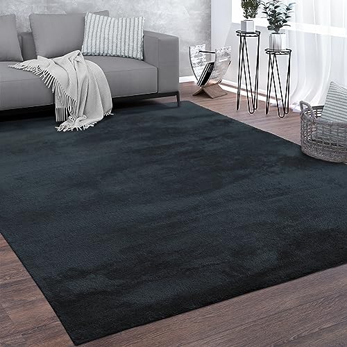 Paco Home Teppich Wohnzimmer Kurzflor Waschbar Weich rutschfest Modern Einfarbiges Muster Navy Blau, Grösse:240x340 cm von Paco Home