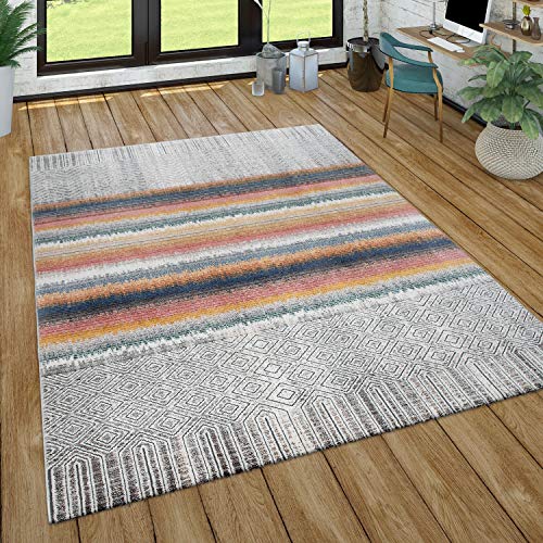 Paco Home Teppich Wohnzimmer Modern Kurzflor Boho Skandi Abstraktes Geometrisches Muster, Grösse:80x150 cm, Farbe:Bunt von Paco Home