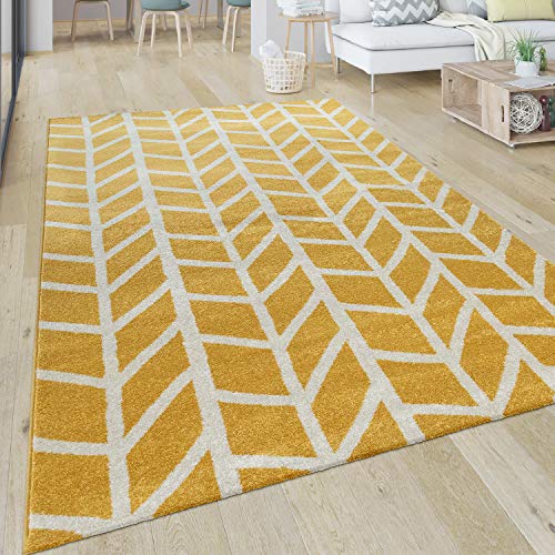 Paco Home Teppich Wohnzimmer Muster Geometrisch Modern Kurzflor Streifen In Gelb Weiß, Grösse:80x150 cm Paco Home Teppich Wohnzimmer Muster Geometrisch Modern Kurzflor Streifen In Gelb Weiß, Grösse:80x150 cm von Paco Home