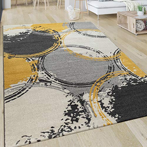 Paco Home Teppich Wohnzimmer Muster Modern Kurzflor Abstrakt Kreise In Gelb Grau Weiß, Grösse:60x100 cm Paco Home Teppich Wohnzimmer Muster Modern Kurzflor Abstrakt Kreise In Gelb Grau Weiß, Grösse:60x100 cm von Paco Home