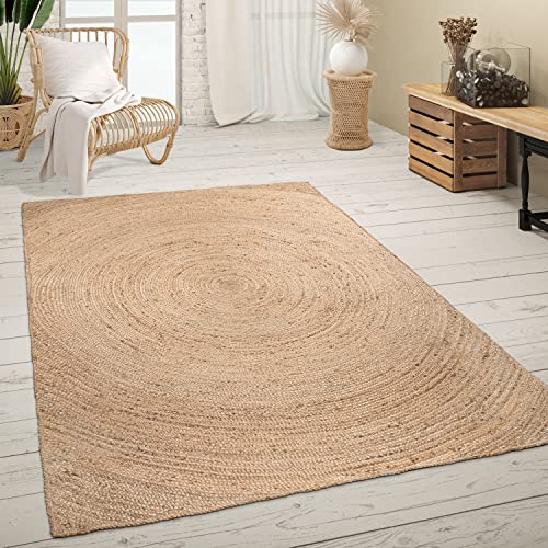 Paco Home Teppich Wohnzimmer Naturfaser Handgearbeitet Jute Meliert Modernes Muster Boho Stil, Grösse:300x400 cm, Farbe:Natur von Paco Home