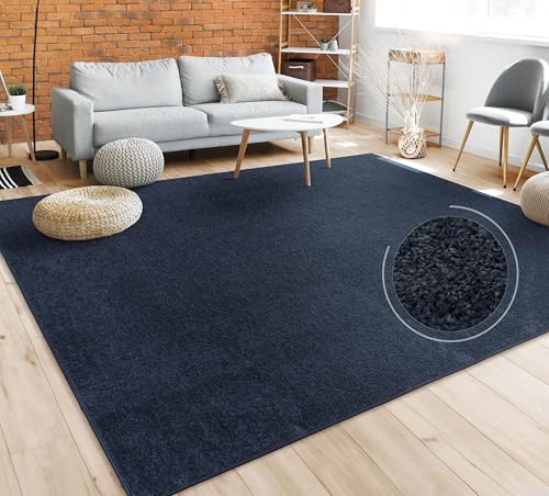 Paco Home Teppich Wohnzimmer Schlafzimmer Esszimmer Kurzflor Moderne Optik Einfarbig Pastell, Grösse:200x280 cm, Farbe:Navy-Blau Paco Home Teppich Wohnzimmer Schlafzimmer Esszimmer Kurzflor Moderne Optik Einfarbig Pastell, Grösse:200x280 cm, Farbe:Navy-Blau von Paco Home