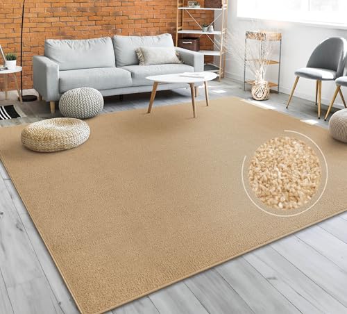 Paco Home Teppich Wohnzimmer Schlafzimmer Esszimmer Kurzflor Moderne Optik Einfarbig Pastell, Grösse:280x380 cm, Farbe:Gold von Paco Home