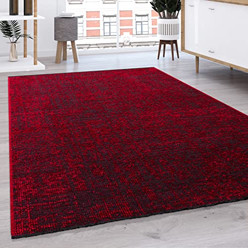 Paco Home Teppich Wohnzimmer Schlafzimmer Flachgewebe Modern Sisal Muster Pastell Einfarbig Fransen, Grösse:60x100 cm, Farbe:Rot von Paco Home