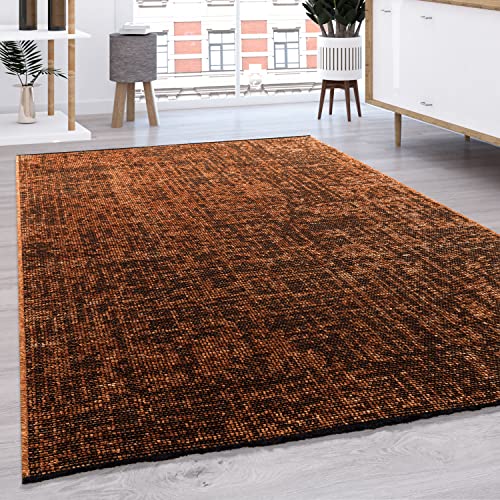 Paco Home Teppich Wohnzimmer Schlafzimmer Flachgewebe Modern Sisal Muster Pastell Einfarbig Fransen, Grösse:80x150 cm, Farbe:Kupfer von Paco Home