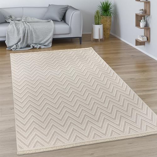 Paco Home Teppich Wohnzimmer Schlafzimmer Geometrisches Ethno Design Rauten Motiv Fransen Moderner Style, Grösse:80x150 cm, Farbe:Creme 2 von Paco Home