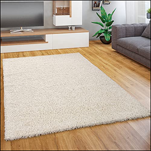 Paco Home Teppich Wohnzimmer Schlafzimmer Hochflor Shaggy Flokati Optik Einfarbiges Design Weich Flauschig Moderne Deko, Grösse:60x100 cm, Farbe:Ivory (Creme) von Paco Home