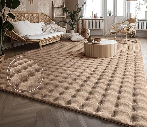 Paco Home Teppich Wohnzimmer Schlafzimmer Hochflor Skandinavisches Geometrisches Design Rautenmuster 3D Effekt Moderne Deko, Grösse:160x220 cm, Farbe:Beige 3 von Paco Home