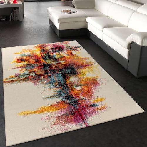Paco Home Teppich Wohnzimmer Schlafzimmer Jugendzimmer Kurzflor Modern Vintage Abstrakte Muster, Grösse:120x170 cm, Farbe:Gelb-Weiß Paco Home Teppich Wohnzimmer Schlafzimmer Jugendzimmer Kurzflor Modern Vintage Abstrakte Muster, Grösse:120x170 cm, Farbe:Gelb-Weiß von Paco Home
