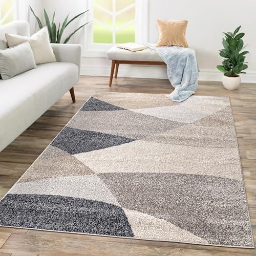 Paco Home Teppich Wohnzimmer Schlafzimmer Kurzflor Abstraktes Muster Geometrisches Design Wellen Motiv Moderne Deko, Grösse:230x320 cm, Farbe:Beige 3 von Paco Home