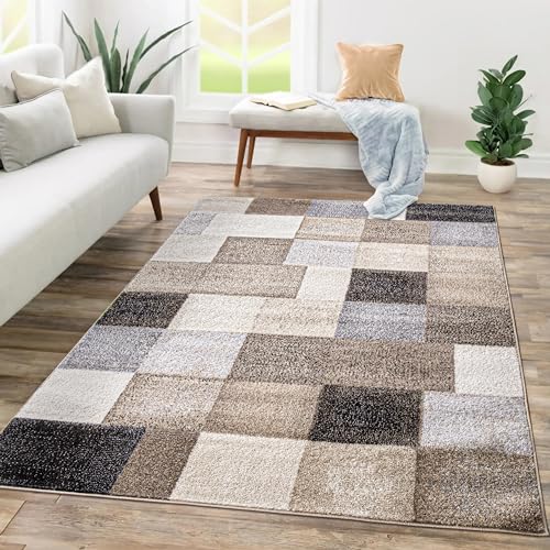 Paco Home Teppich Wohnzimmer Schlafzimmer Kurzflor Abstraktes Muster Geometrisches Design Wellen Motiv Moderne Deko, Grösse:230x320 cm, Farbe:Beige 4 von Paco Home