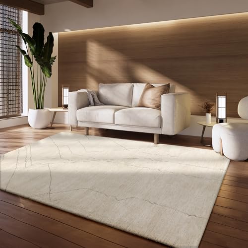 Paco Home Teppich Wohnzimmer Schlafzimmer Berberlook Skandinavisches Design Einfarbig Abstraktes Muster 3D Modern hohe flordichte, Grösse:120x170 cm von Paco Home
