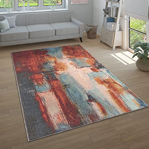 Paco Home Teppich Wohnzimmer Schlafzimmer Kurzflor Modern Vintage Muster Abstrakt Farbverlauf, Grösse:80x150 cm, Farbe:Bunt 4 von Paco Home