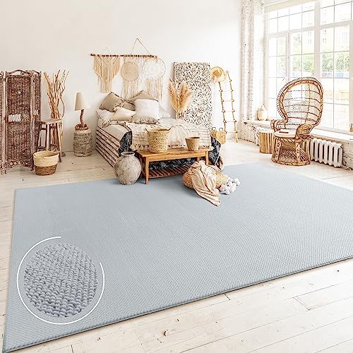 Paco Home Teppich Wohnzimmer Schlafzimmer Kurzflor Skandinavisches Boho Muster Melierte Optik Moderne Einfarbige Deko, Grösse:160x220 cm, Farbe:Grau von Paco Home