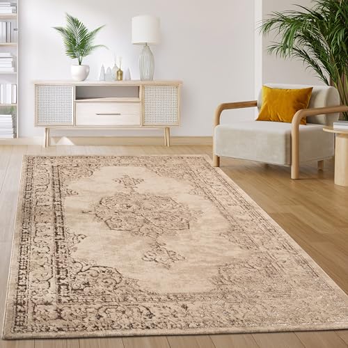 Paco Home Teppich Wohnzimmer Schlafzimmer Kurzflor Vintage Orientalisch Abstraktes Muster Modern Beige, Grösse:80x150 cm Paco Home Teppich Wohnzimmer Schlafzimmer Kurzflor Vintage Orientalisch Abstraktes Muster Modern Beige, Grösse:80x150 cm von Paco Home