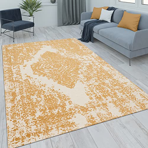 Paco Home Teppich Wohnzimmer Schlafzimmer Kurzflor Vintage Orientalisches Abstraktes Muster Ornamente Moderne Deko, Grösse:200x290 cm, Farbe:Weiß-Gelb Paco Home Teppich Wohnzimmer Schlafzimmer Kurzflor Vintage Orientalisches Abstraktes Muster Ornamente Moderne Deko, Grösse:200x290 cm, Farbe:Weiß-Gelb von Paco Home