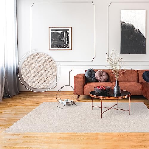 Paco Home Teppich Wohnzimmer Schlafzimmer Kurzflor Waschbar Bis 30 Grad Einfarbiges Design Meliertes Muster Weich Moderne Deko, Grösse:160x220 cm, Farbe:Creme von Paco Home
