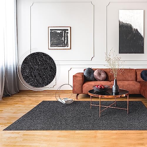 Paco Home Teppich Wohnzimmer Schlafzimmer Kurzflor Waschbar Bis 30 Grad Einfarbiges Design Meliertes Muster Weich Moderne Deko, Grösse:280x380 cm, Farbe:Anthrazit von Paco Home