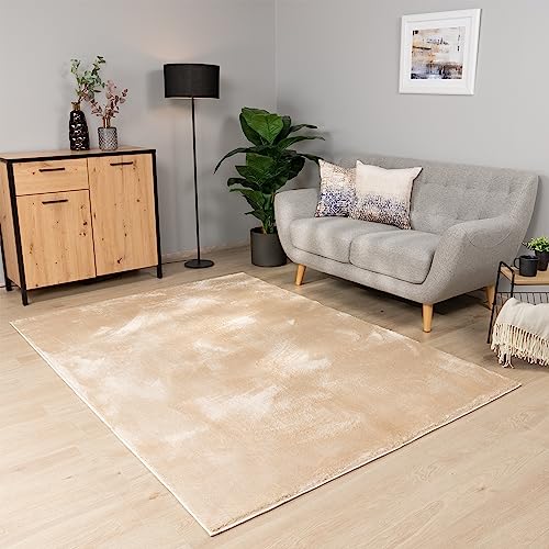 Paco Home Teppich Wohnzimmer Schlafzimmer Kurzflor Waschbar Einfarbiges Muster Flauschig Weich rutschfest Moderne Deko, Grösse:300x400 cm, Farbe:Dunkel-Beige von Paco Home