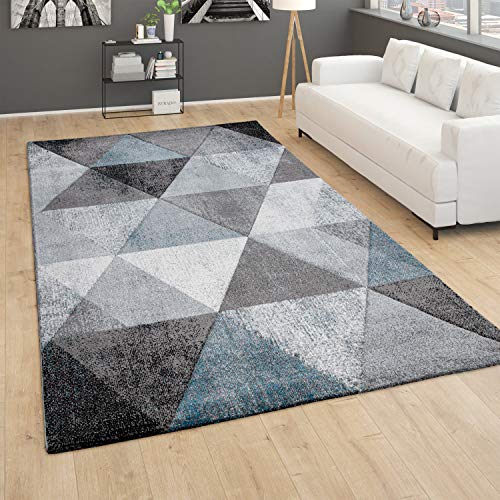 Paco Home Teppich Wohnzimmer Vintage Kurzflor 3D Effekt Geometrisches Muster Modern Grau Grün, Grösse:240x340 cm von Paco Home