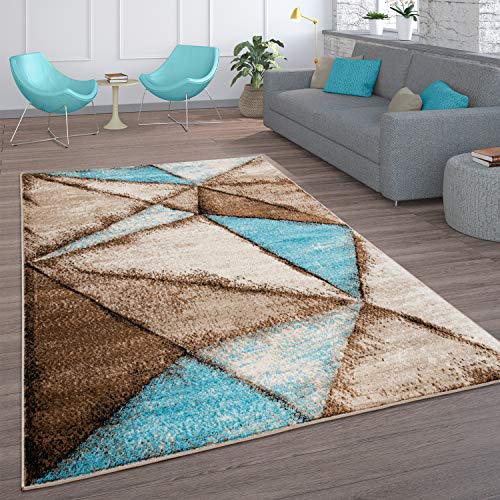 Paco Home Teppich Wohnzimmer Vintage Kurzflor Orientalisch Modern Rautenmuster Geometrisches Design Braun Türkis, Grösse:240x340 cm, Farbe:Braun 4 von Paco Home