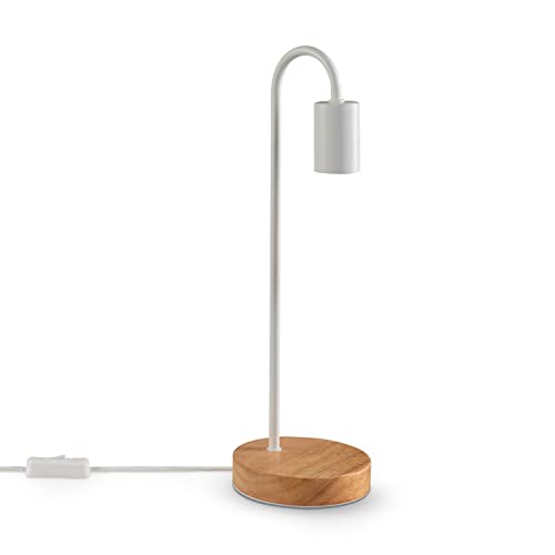 Paco Home Tischlampe Nachttischlampe Schreibtisch E14 Minimalistisch Skandinavisch Büro Holz Fuß Lampe mit Stecker von Paco Home