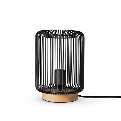 Paco Home Tischlampe Rattan Wohnzimmer Tischleuchte Boho Style Käfig Lampe Nachttischlampe Metall E27 von Paco Home