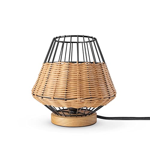 Paco Home Tischlampe Rattan Wohnzimmer Tischleuchte Boho Style Käfig Lampe Nachttischlampe Metall E27 von Paco Home