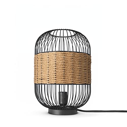 Paco Home Tischlampe Rattan Wohnzimmer Tischleuchte Boho Style Käfig Lampe Nachttischlampe Metall E27 von Paco Home