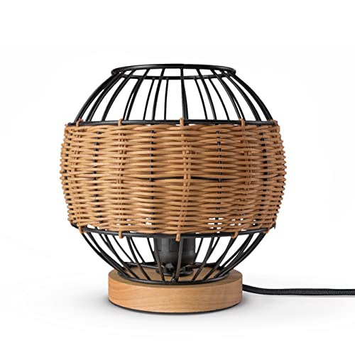 Paco Home Tischlampe Rattan Wohnzimmer Tischleuchte Boho Style Käfig Lampe Nachttischlampe Metall E27 von Paco Home