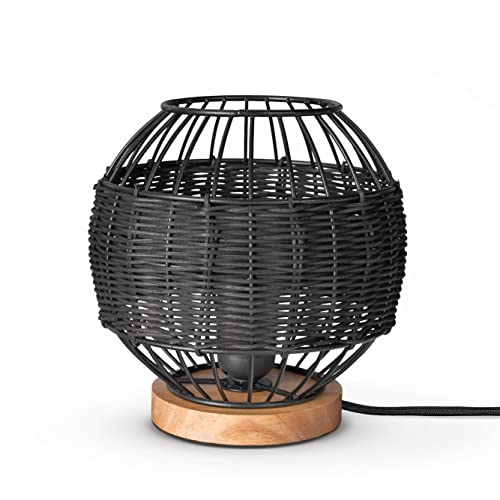 Paco Home Tischlampe Rattan Wohnzimmer Tischleuchte Boho Style Käfig Lampe Nachttischlampe Metall E27 von Paco Home