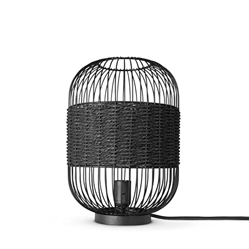 Paco Home Tischlampe Rattan Wohnzimmer Tischleuchte Boho Style Käfig Lampe Nachttischlampe Metall E27 von Paco Home