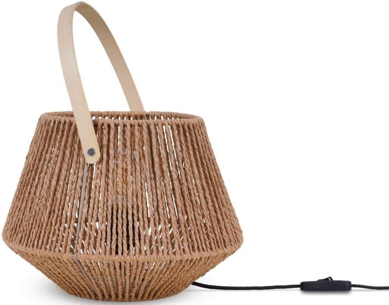 Paco Home Tischleuchte CISCO, ohne Leuchtmittel, Schreib Nachttisch Lampe Leselampe Lederband Korb E27 von Paco Home
