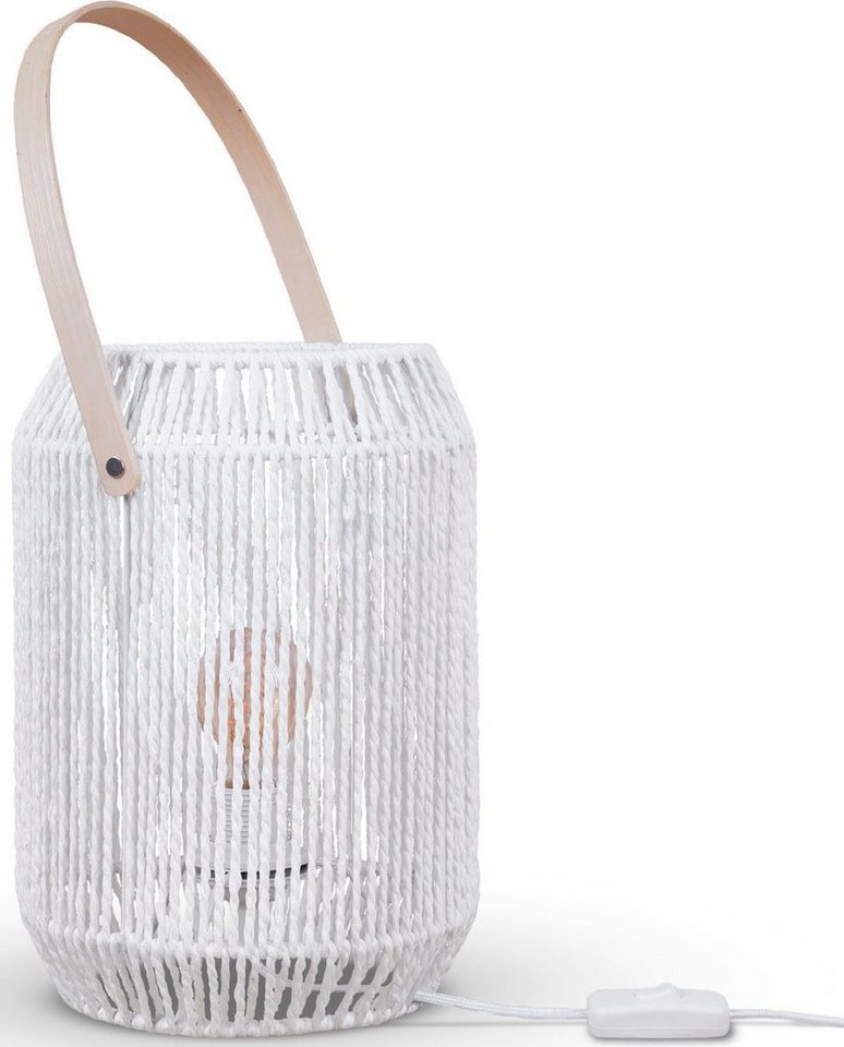 Paco Home Tischleuchte NANDO, ohne Leuchtmittel, Tischlampe Schreibtischlampe Beistelltisch Lampenschirm Boho Korb E27 von Paco Home
