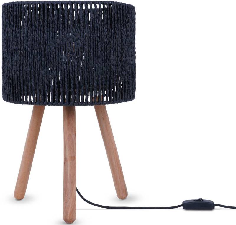 Paco Home Tischleuchte PITA, ohne Leuchtmittel, Nacht Schreib Lampenschirm Boho Holz Stativ E27 von Paco Home