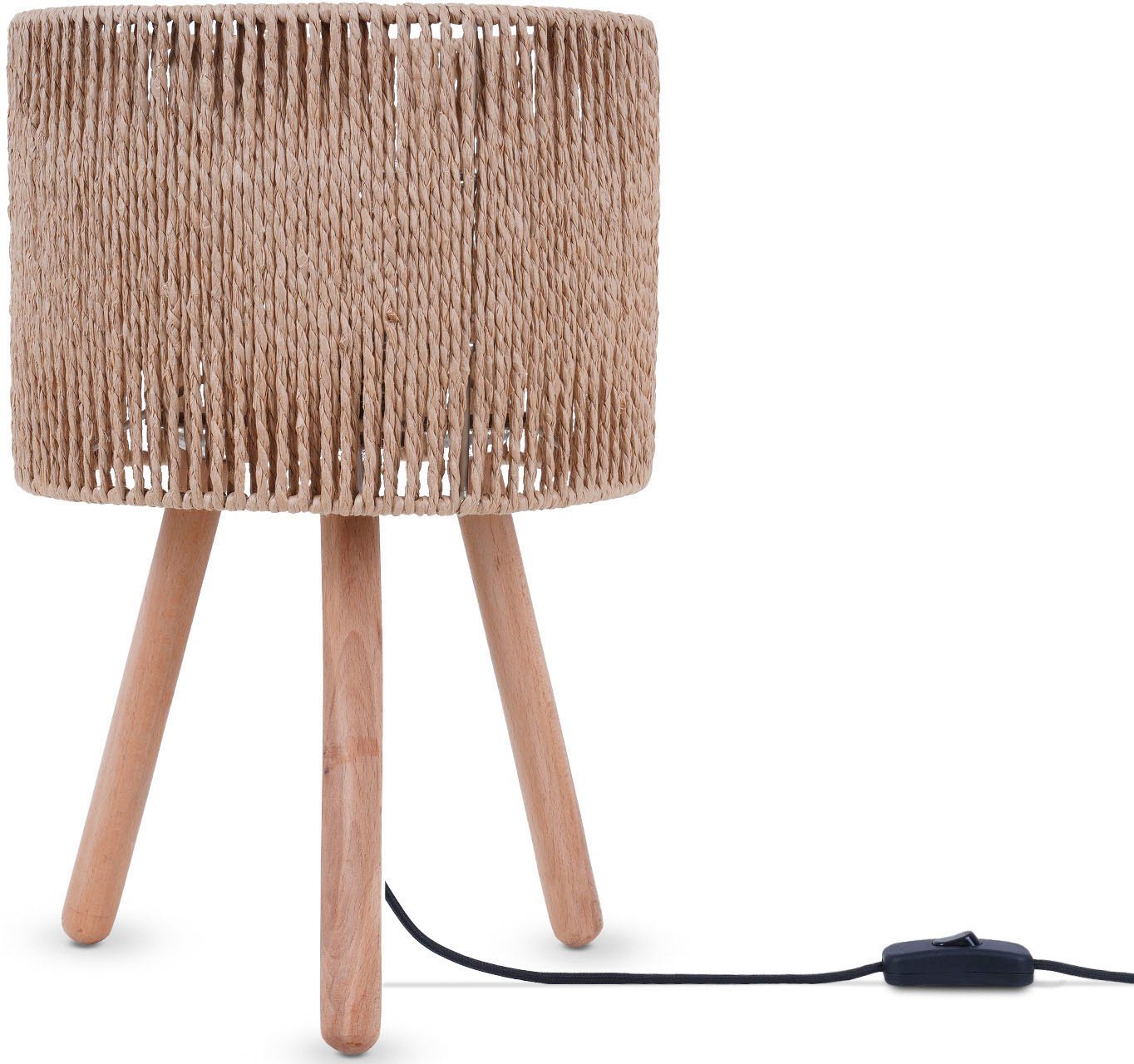 Paco Home Tischleuchte PITA, ohne Leuchtmittel, Nacht Schreib Lampenschirm Boho Holz Stativ E27 Paco Home Tischleuchte PITA, ohne Leuchtmittel, Nacht Schreib Lampenschirm Boho Holz Stativ E27 von Paco Home