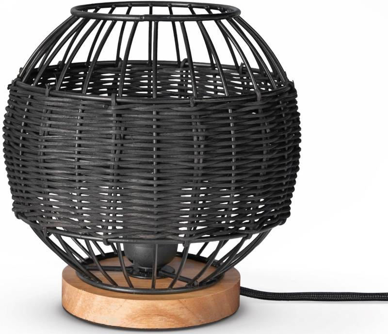 Paco Home Tischleuchte PUGLO, ohne Leuchtmittel, Rattan Schreib LED Rustikal Boho Holz E27 von Paco Home